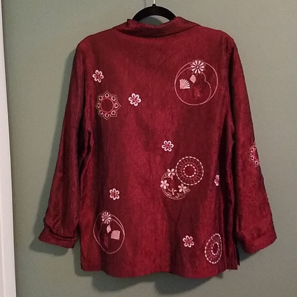 Unique embroidered taffeta overshirt EUC - Picture 4 of 4